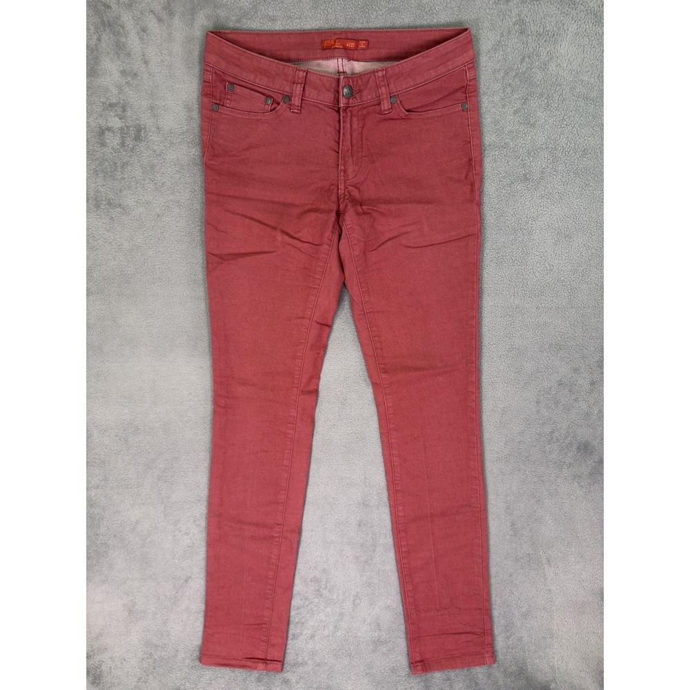 Prana Jeans Womens 4/27 Red Skinny Slim Denim Low Rise Preppy Stretch Boho